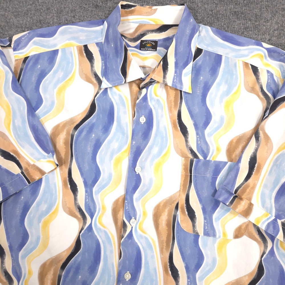 Maus & Hoffman Solemare Shirt Mens XXL Abstract Print Short Sleeve Made In Italy